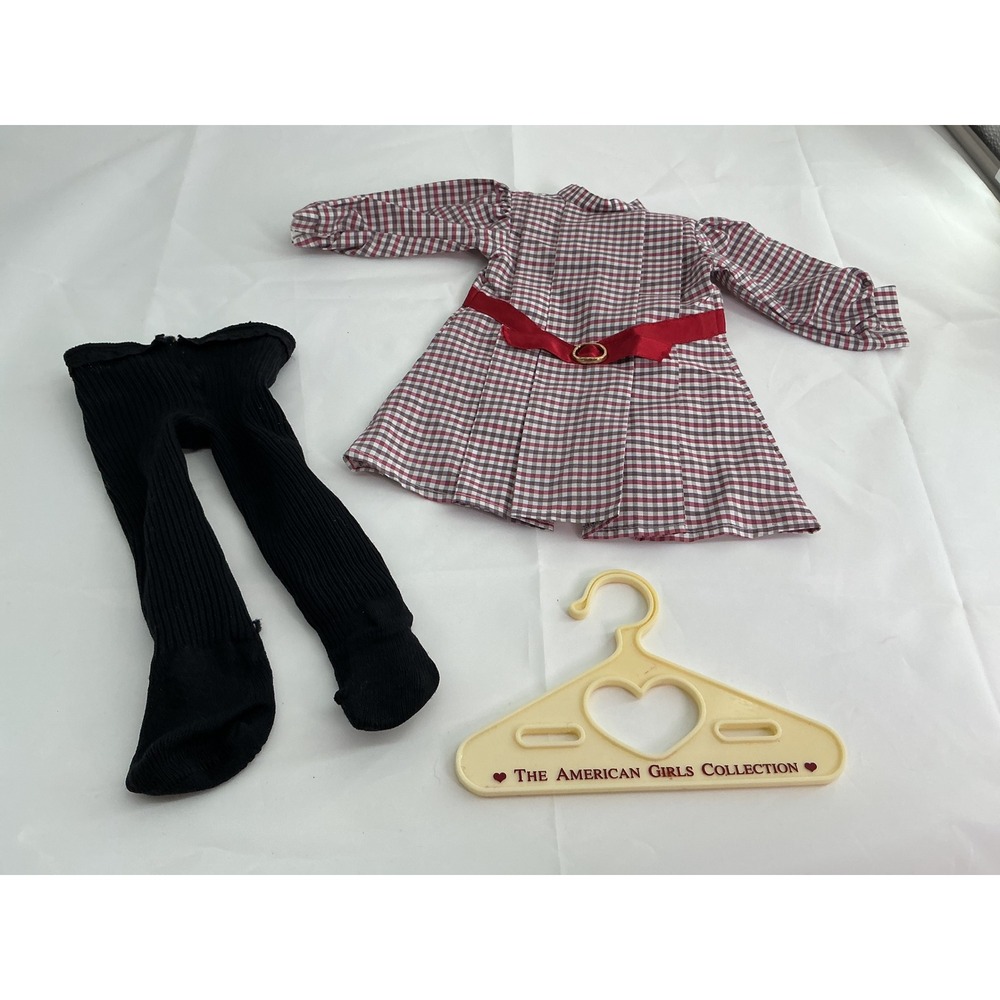 Pleasant Company American Girl Samantha Meet Outfit Plaid Dress Tights Hanger